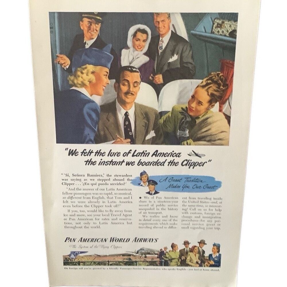 Vintage 1947 Pan Am Lure of Latin America Ad Advertisement